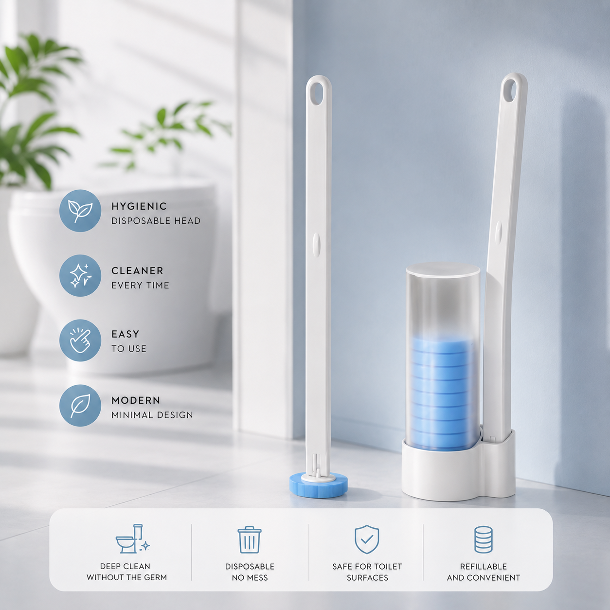 Disposable Toilet Brush include brush heads 6 pieces