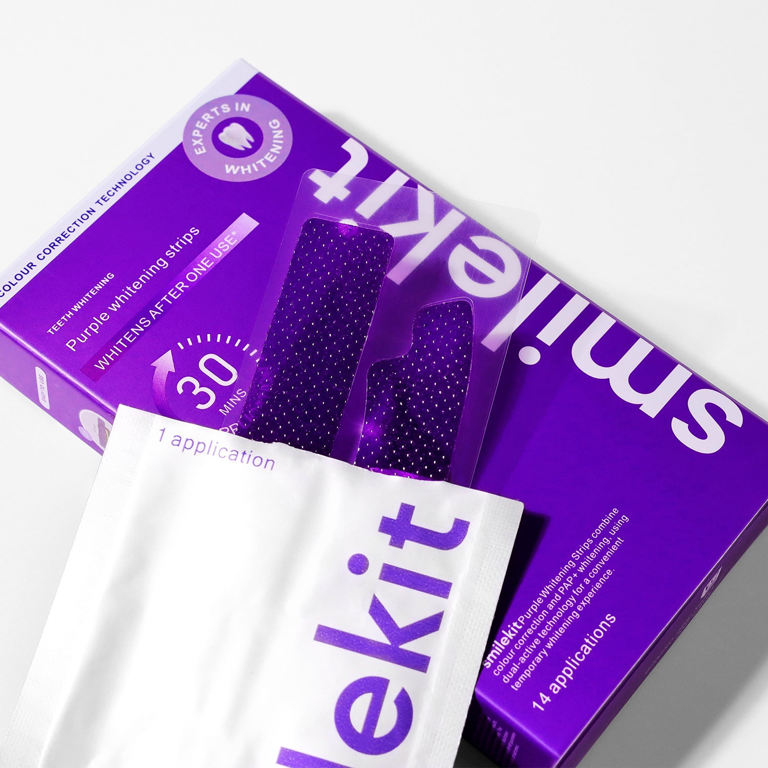 Smilekit Purple Teeth Whitening Strips (7 pairs of 14 stickers)